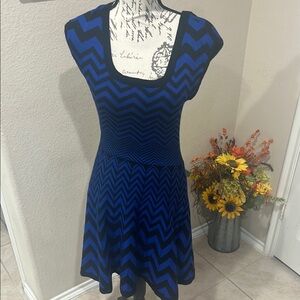 Blue and Black Chevron Dress